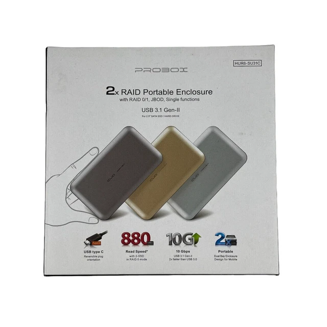 PROBOX HUR6SU31C 2.5& Sata SSD/Hard Drive Enclosure USB 3.1 Gen2 NEW