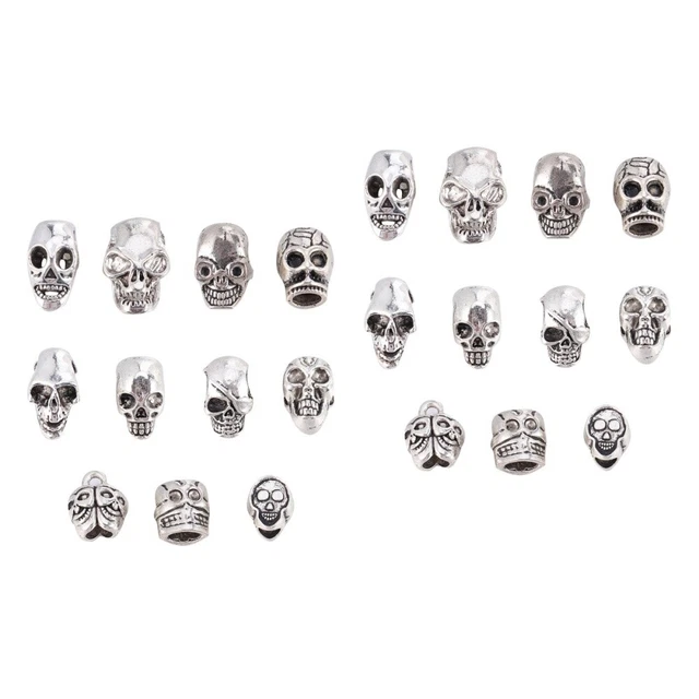 220 Pcs Plating Alloy Halloween Skull Big Hole Beads Miss Jewely Making Pendant