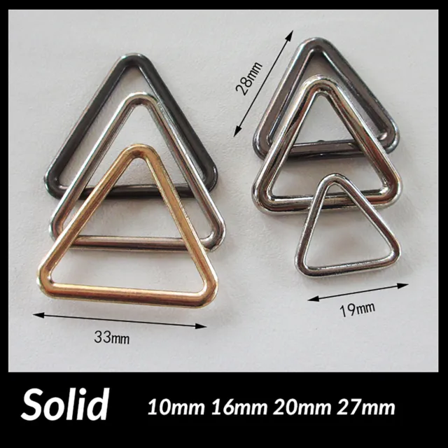 Anillos triangulares de metal - bucles de fundición sólida para tejer - ID10 16 20 27 mm de espesor 2 mm
