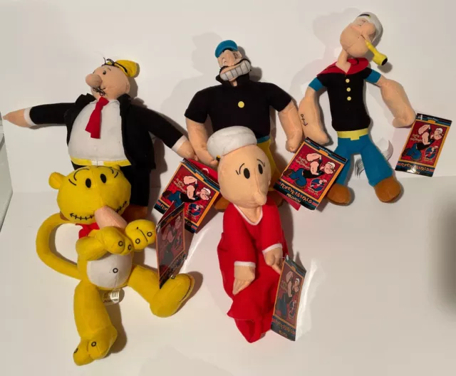 Popeye pipe Pals Plush Lot of 5 Figures 9” - 11" Kellytoy 2009 New W/ Tags