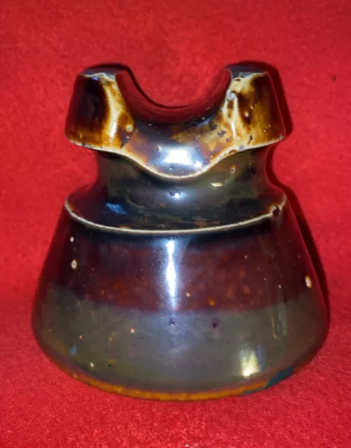 Porcelain Saddleback Insulator Vintage Ohio Brass Co Brown Glaze 8