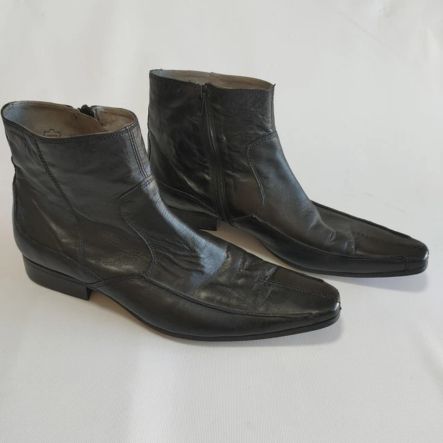 VINTAGE VAGABOND MANS BLACK LEATHER Zip Ankle CHELSEA BOOTS SIZE UK 11