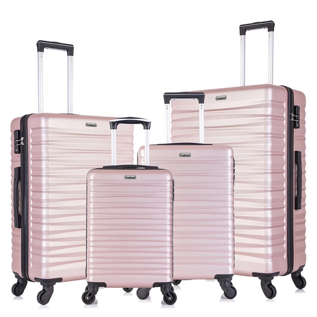 4Piece Luggage Travel Suitcase 360° Spinner Wheels Digit Lock,Pink finished