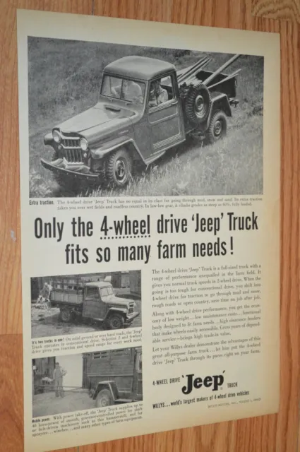 ★★1955 Willys 4X4 Jeep Truck Original Vintage Advertisement Print Ad-55