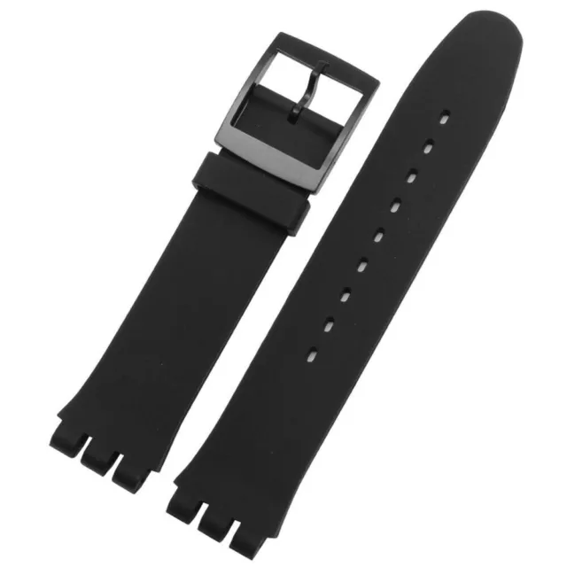 17 Mm Sport Black Silicone Strap Classic Watch Band For Swatch watches
