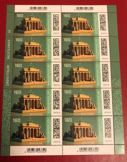 Briefmarke 10er Bogen, Brandenburger Tor, Historische Bauwerk Deutschland, 2023