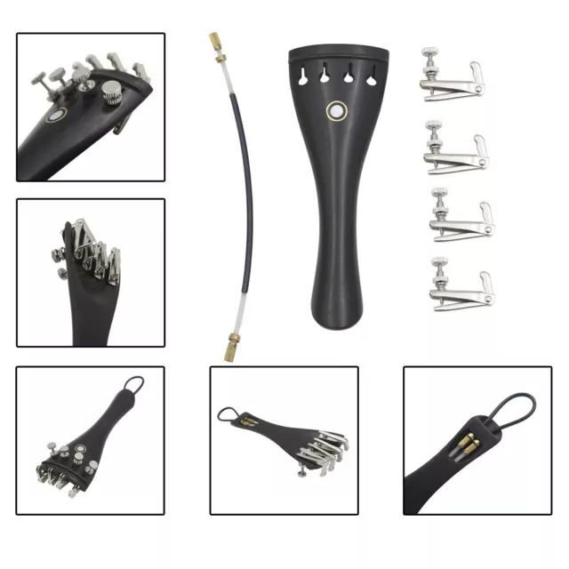 Violin Accessories Kit Tailpiece Fine Tuners Tailgut Tailcord for 3/4 4/4 Violin