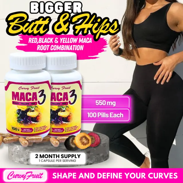 BIG BOOTY & WIDER HIPS with MACA ROOT Pills , 2 MONTHS PACK - SAVE 15%