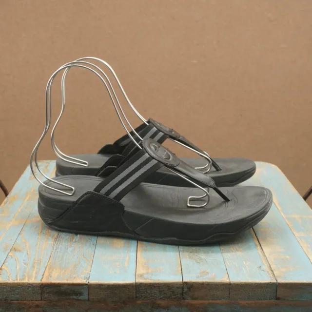 Fitflop Womens Wedge Walkstar Toe-Post Flip Flop Sandals Size 11 Black DX4-090