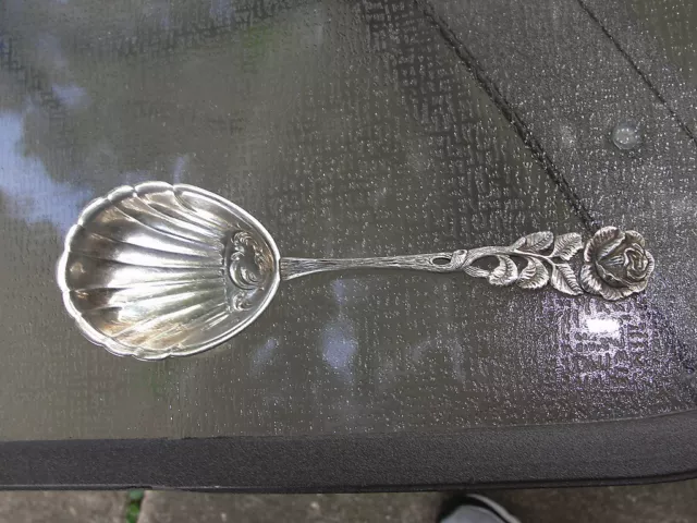 German Silver Ornate Shell Spoon Hildesheimer Rose Antiko 800