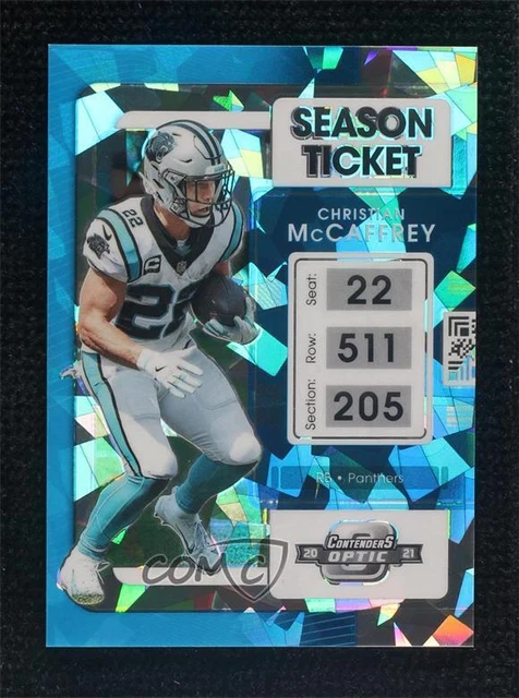 2021 Contenders Optic Season Ticket Cracked Ice Prizm /22 Christian McCaffrey