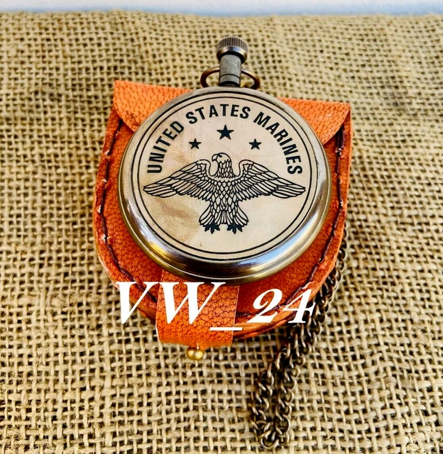 Bussola Da Tasca NKlaus In Ottone - Stile Vintage, Scatola Di Legno, Diametro 5cm, Catena 100cm - Foto 9