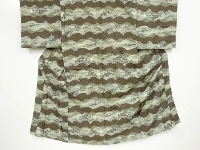 40205# Japanese Kimono / Antique Mens Juban / Pagoda & Abstract Stripe