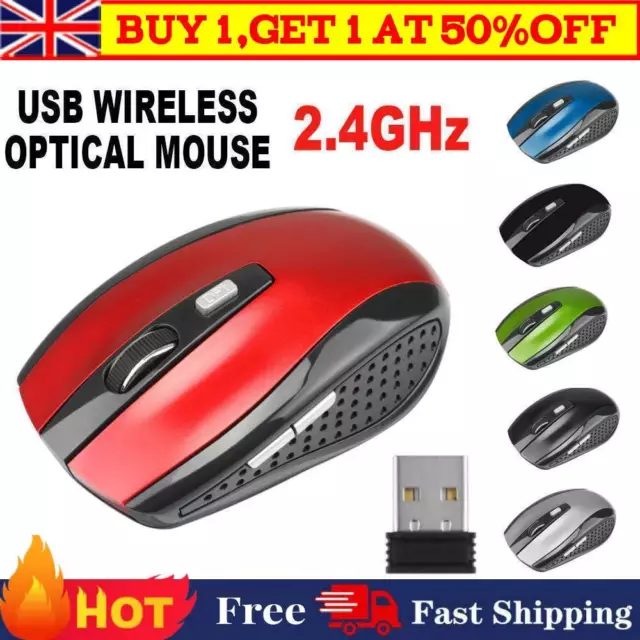 Wireless 2.4GHZ Cordless Mouse Mice Optical Scroll PC Laptop Computer USB