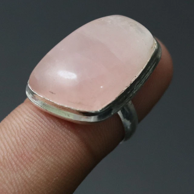 U4142 Rose Quartz Sterling Silver Plated Ring US 7 Gemstone Jewlry