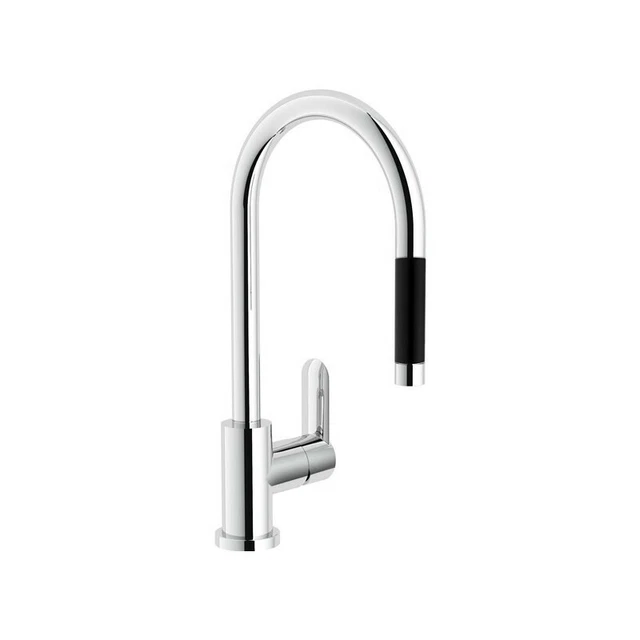 Miscelatore Lavello Cucina Con Doccetta Estraibile Impugnatura Nera Modello Sand