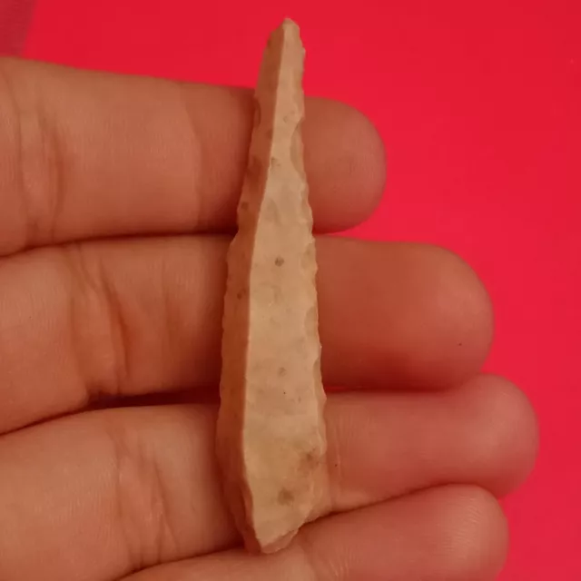 Ancient Age Britain 3000 B.c. Neolithic Flint Carved Leaf-Shaped Arrowhead Stone 3