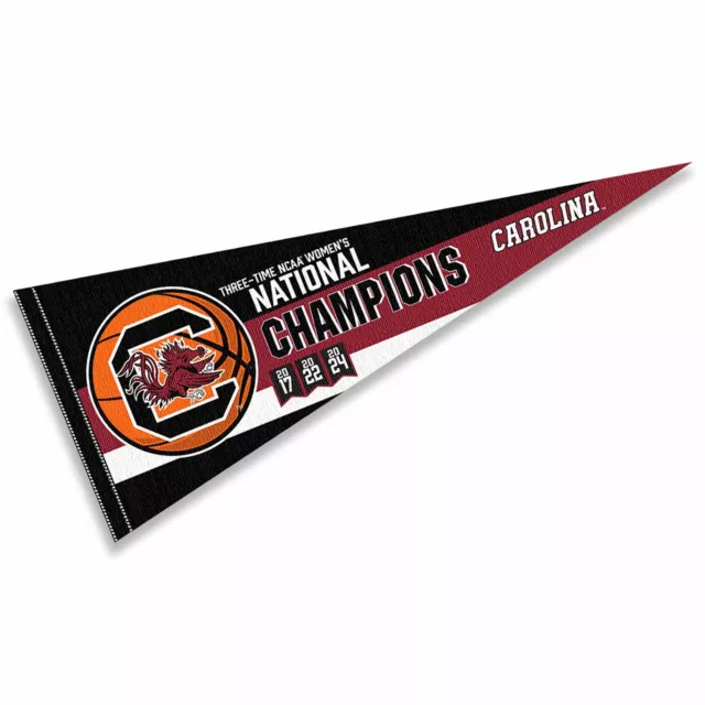 South Carolina Gamecocks 3x Womens Basketball National Champions Pennant Flag