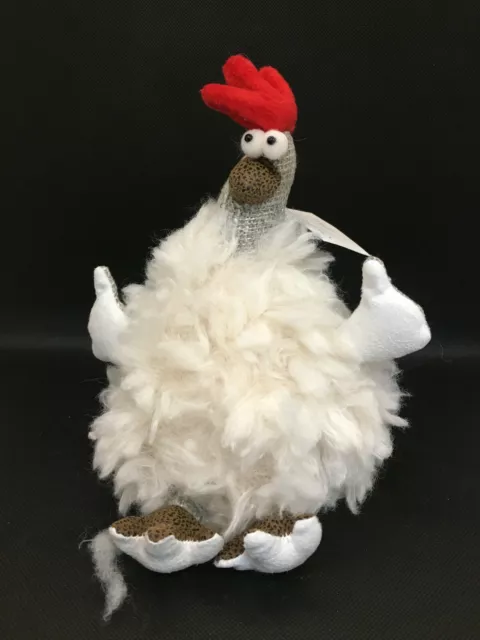 Lustiger Hahn aus Stoff und Wolle Ø 16cm Höhe ( Frühjahr , Ostern )