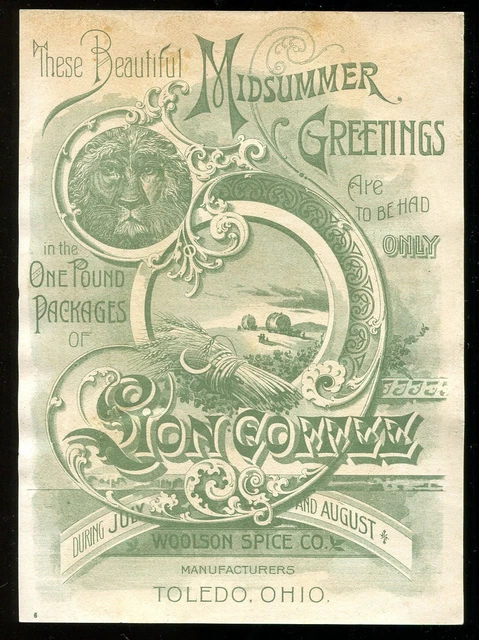 TOLEDO Ohio 1890s Large Trade Card ADVERTISING. Woolson Spice Co. Coffee TOLEDO Ohio 1890s Large Trade Card ADVERTISING. Woolson Spice Co. Coffee