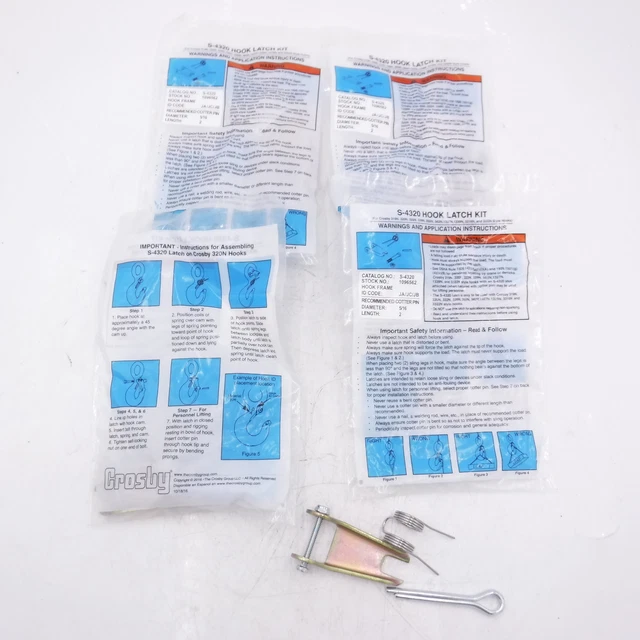 4 Pack Crosby Hook Latch Kit S-4320 for Crosby 319N, 1339N
