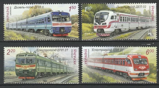 Ukraine 2011 Trains Locomotives / Railroads 4 MNH stamps