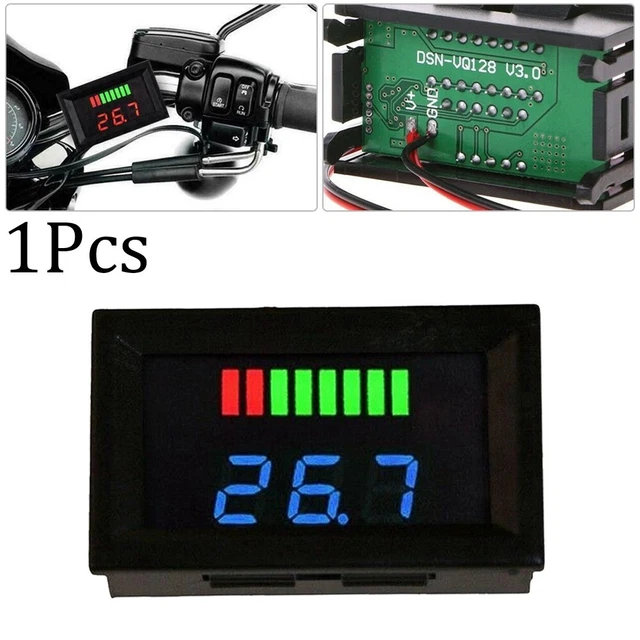 Voltmetro Digitale LED Qualità 12V-72V Moto 8 Stadi Auto -10-65 °C