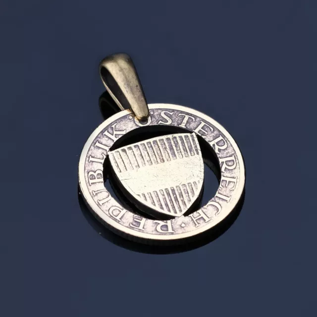 Austria 50 Groschen Shieled Cut Coin pendant necklace Osterreich Wien