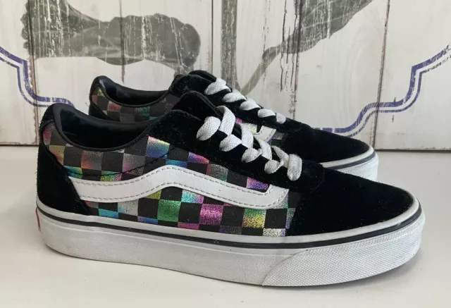 VANS WOMEN S METALLIC Iridescent Rainbow Shimmer Checkered Shoes