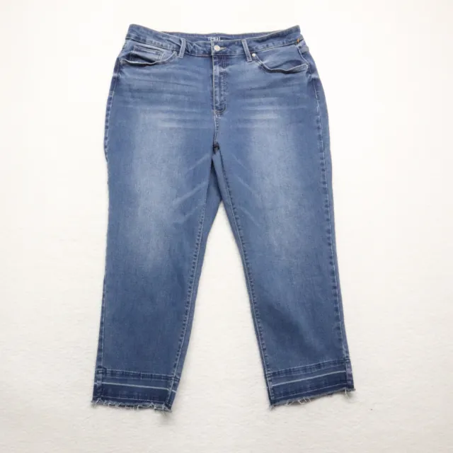Time And Tru Womens Plus Size 18 Blue High Rise Cropped Medium Wash Stretch Jean
