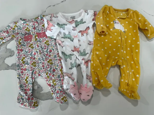 preemie baby clothes girl lot Carters Sleepers