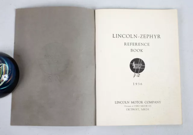 Vintage Original 1936 Lincoln Zephur V-12 Reference Book Users Manual 3