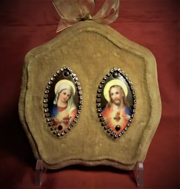 Ex Voto  “Sacro Cuore Di Maria E Di Gesu’" In Porcellana- Dipinta A Mano -1800