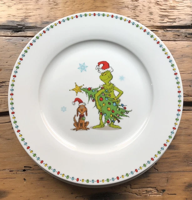 DR. SEUSS THE GRINCH Who Stole Christmas 11" Dinner Plates Set of 4