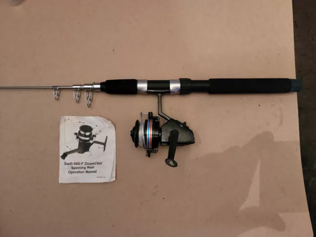 Vintage SWIFT-660/F Telescopic Spinning Fishing Reel and Rod NEW