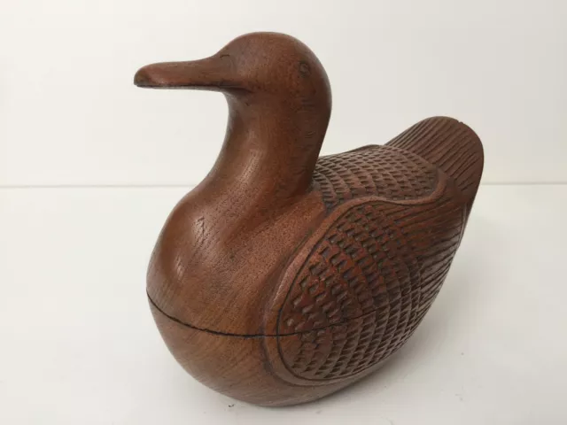 Antique Chinese Mandalay Hand Carved Wooden Duck Medicine Box