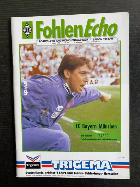 Bl 93/94 con Lema de 'Borussia Mönchengladbach' - FC Bayern Munich, 05.04.1994