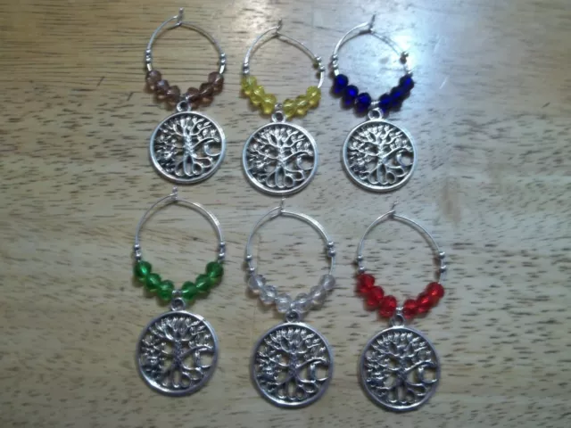 SUN MOON TREE OF LIFE Wine Glass Charms Marker set of 6