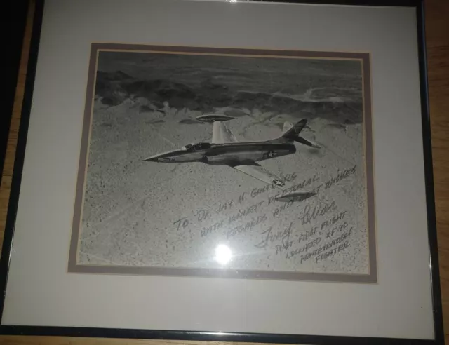 WW2  1st Lockheed XF -90 Test Pilot Tony Leveir Autographed  Photo Matted/Framed