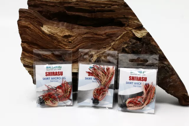 Balzer Shirasu Micro Skirt Jig Red Craw Gr.1 3g 5g 7g  Raubfischangeln NEW OVP