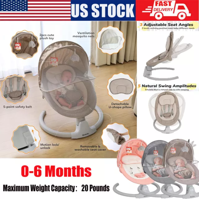 Portable Baby Swing for Infants 5 Speed Electric Bluetooth Baby Rocker Newborn