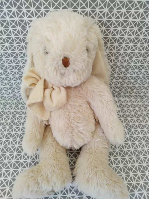 Peluche doudou lapin blanc écru crème beige nœud 40 cm Bukowski