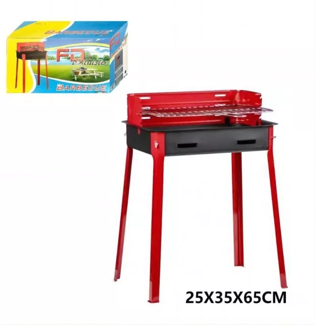 Barbecue Avec Grille À Charbon de Bois 25x35x65cm Pour Jardin Picnic en Métal