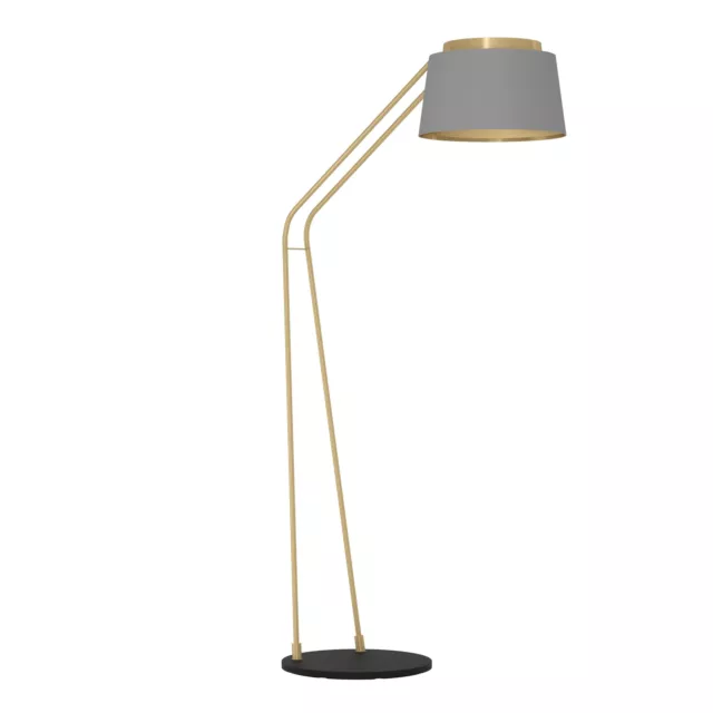 Stehlampe mit Stoff Lampenschirm Wohnzimmer Lampe in schwarz gold und grau