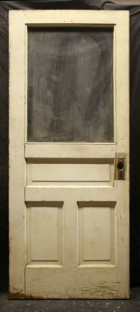 31.5x80"x1.75" Antique Vintage Wood Wooden Entry Exterior Door Window Wavy Glass