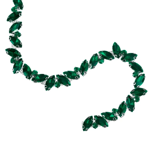 3 Yards Rhinestone Chain Trim, 10mm Bling Shiny Crystal Chain (Green)