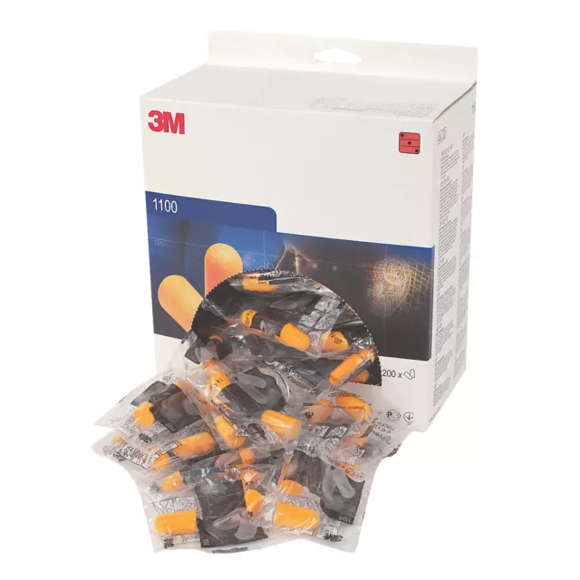 3M 1100 Orange Disposable Noise Reduction Foam Ear Plugs SNR 37dB Factory Sealed