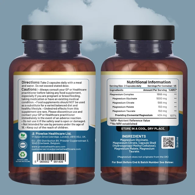 PROWISE MAGNESIUM GLYCINATE Complex 4-in-1 | 90 Vegan Capsules £12.99 ...