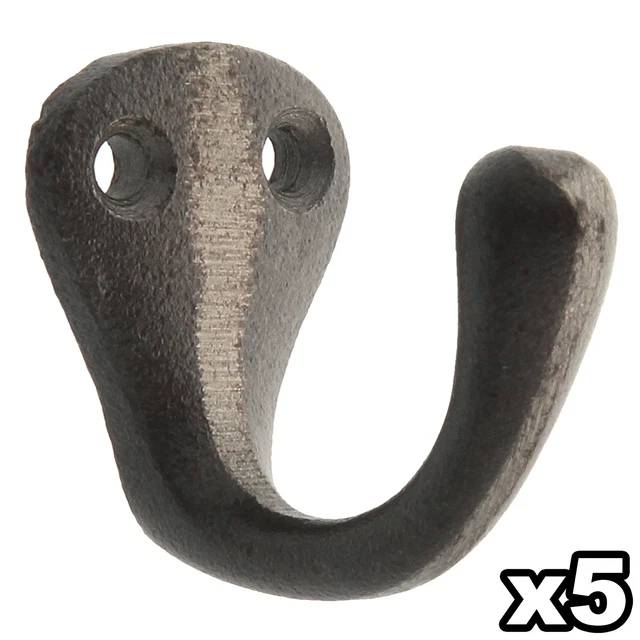 COAT HOOKS X5 Single Antique Style Cast Iron Vintage Rustic Cloakroom Hat Hanger