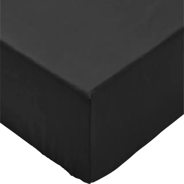 Habitat Luxury Sheets Cotton Rich Plain Black Fitted Sheet Size King New